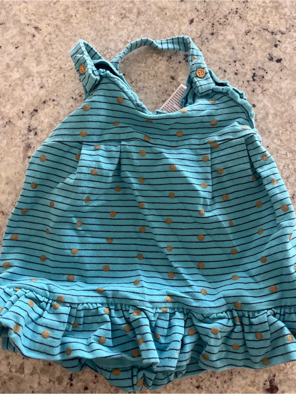 Juicy Couture Turquoise Striped Romper with Gold Dots